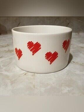 VTG 1989 FTD Valentine Red Scribble Heart Ceramic Bowl Planter 5”